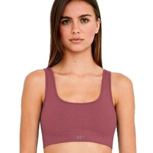 SET Active Sculptflex Box Cut Ribbed Sports Bra in Canyon/Dusty Rose size S